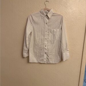 Vince White Striped Button-Up Shirt